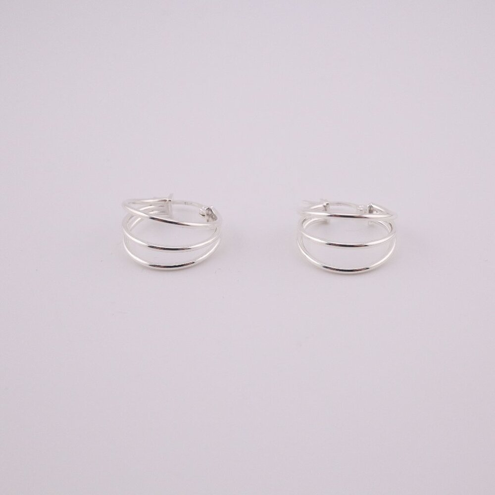 Women's Sterling Silver Multi-Hoop Dangle‎ Earrings Statement Jewelry **